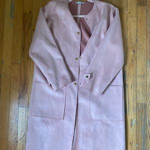 Faux suede pink duster jacket